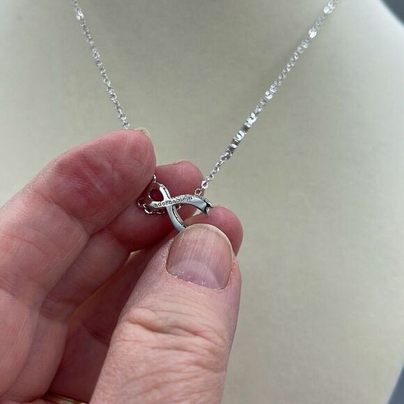 A.U. Ribbon and Hope Rhodium plated CZ necklace. - Picture 6 of 11